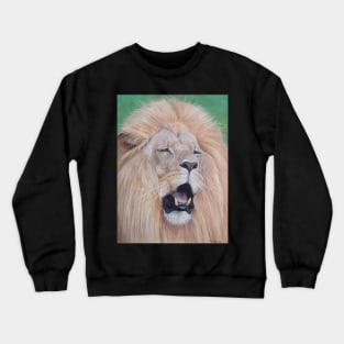 wildlife realist art  big cat roaring lion Crewneck Sweatshirt